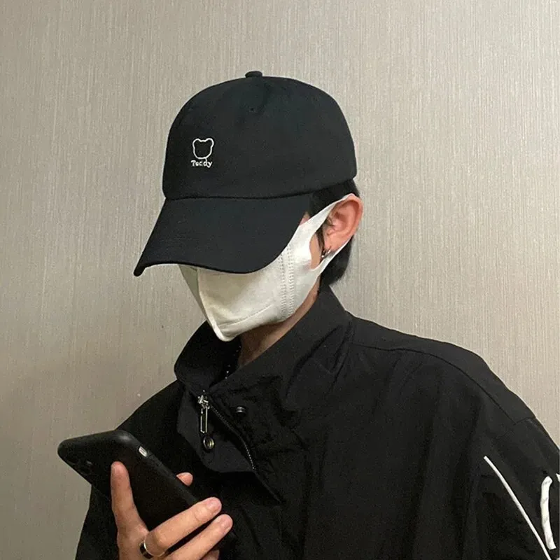 Hot Sale Bear Embroidery Women Baseball Hat Unisex Adjustable Snapback Peaked Cap Soild Color Cotton Bonnet Girls Outdoor Sport_voghion.com