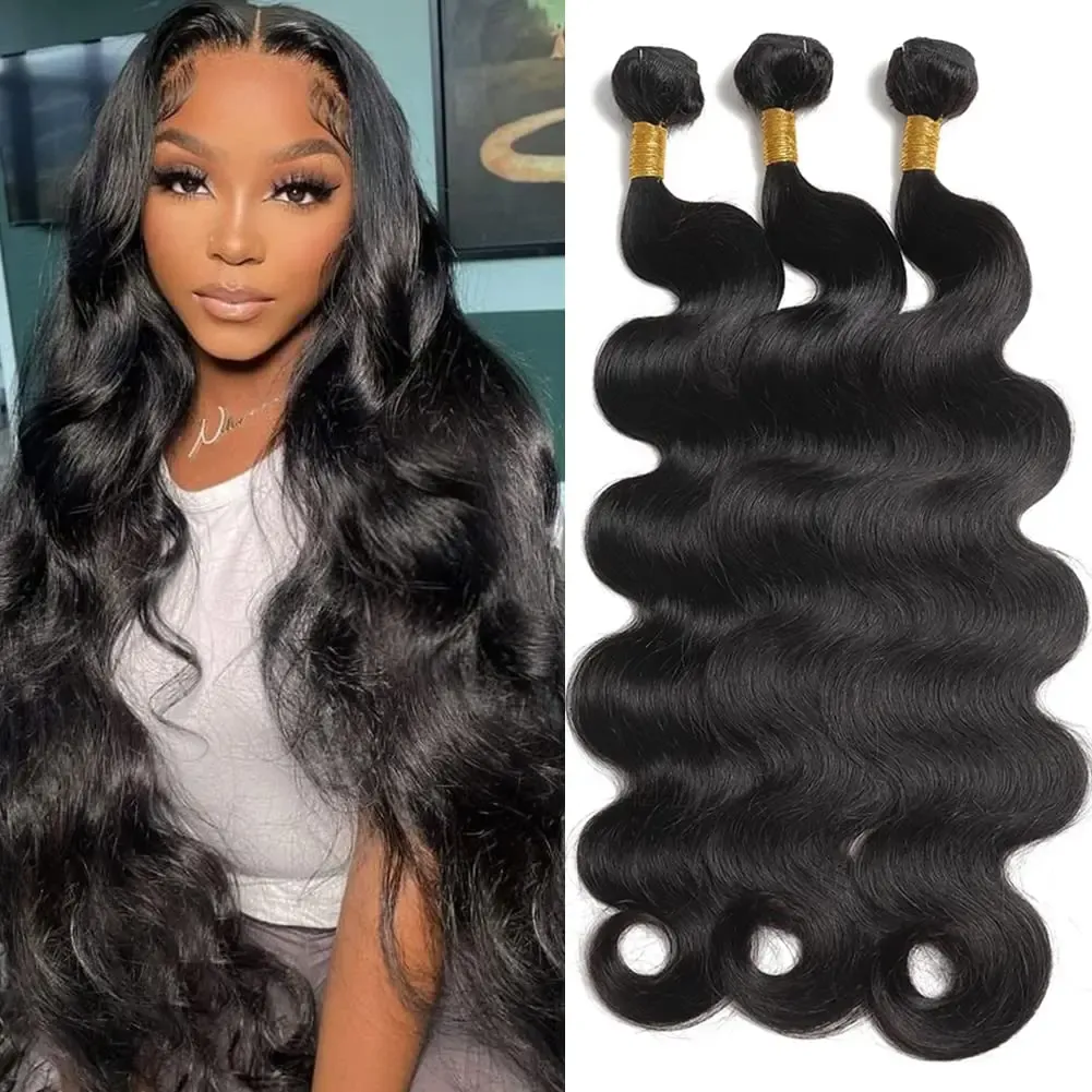 30 32 pouces Body Wave cheveux humains Bundles Remy cheveux eau ondulée tissages extensions en gros Tissage_voghion.com