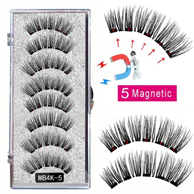 Set di 5 paia di ciglia magnetiche - Ciglia finte riutilizzabili con clip per uso quotidiano (facili da applicare)_voghion.com