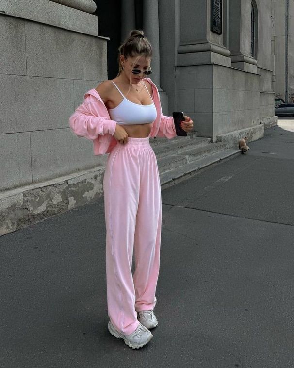 Samt-Trainingsanzug-Set für Damen mit Stehkragen und Reißverschlussjacke – stylisches Lounge- und Freizeitoutfit für Herbst/Winter_voghion.com