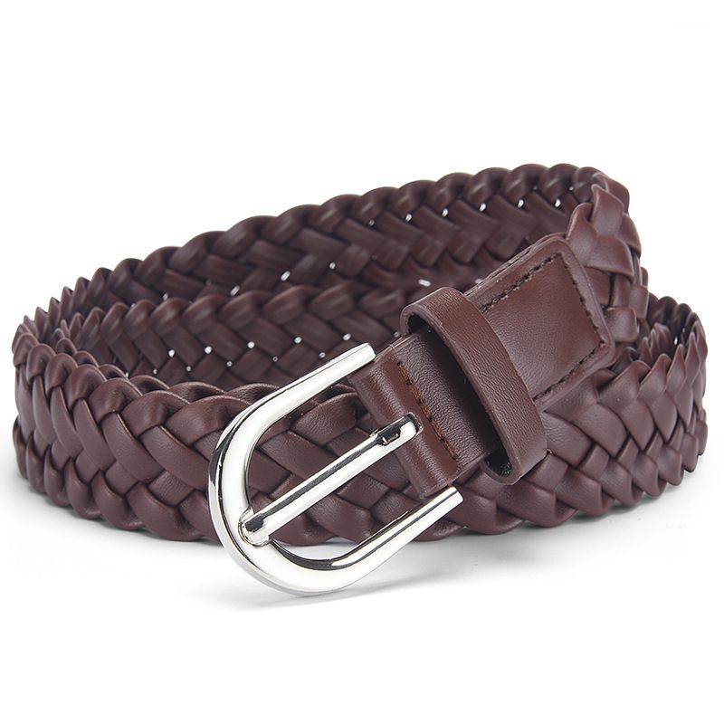 Geflochtener Damengürtel, geflochtener Retro-Gürtel für Damen mit lässigem Hosenkleid, dünner, lochfreier Damengürtel_voghion.com