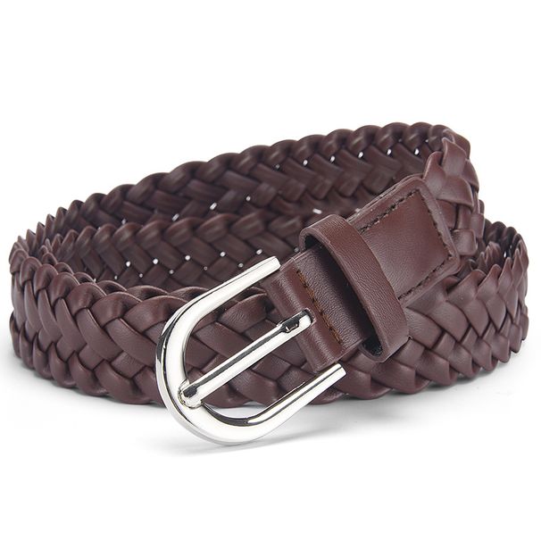 Geflochtener Damengürtel, geflochtener Retro-Gürtel für Damen mit lässigem Hosenkleid, dünner, lochfreier Damengürtel_voghion.com