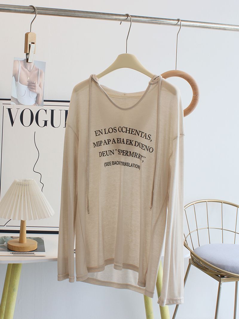 Maglietta casual in stile coreano con stampa ampia e sottile, a maniche lunghe_voghion.com