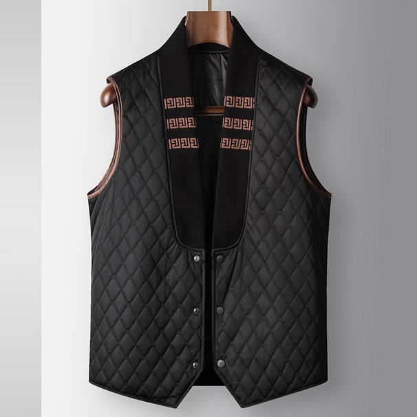 Pulse Men's Vest Autumn Winter White Goose Knitted Collar Warm Youth Sleeveless Down Jacket Inner Wear Can Be Worn Alone_voghion.com