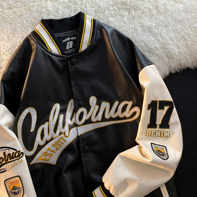 Retro Letter Embroidery Jacket Women Y2K Spring Street Hip-Hop Baseball Uniform Couple Casual Bomber Jacket Leather_voghion.com