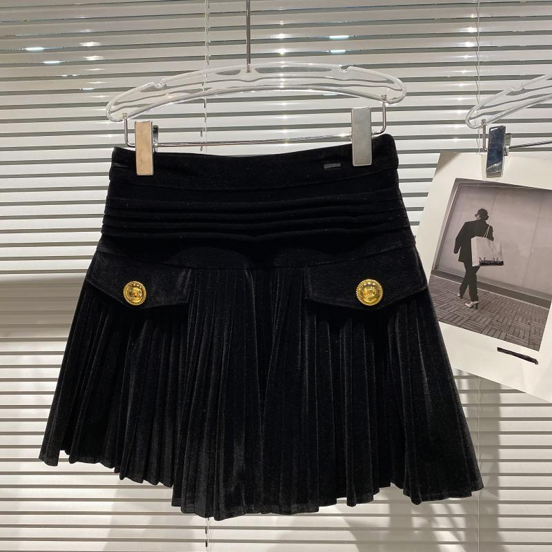 Gonna a pieghe a vento profumata piccola primavera e autunno per ragazze Versione coreana della gonna a pieghe con tasca con fibbia in metallo per bambini Gonna marea_voghion.com
