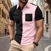 Roupas masculinas Camisa polo Bolso no peito Cor combinando Zíper Moda casual Manga curta Camiseta_voghion.com