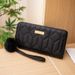 Women's Long Quilted Clutch Wallet With Embroidery & Sequins - Multi-Card Holder Coin Purse (Detachable Pom Pom Keychain)_voghion.com