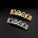 Hip Hop Gold Grillz For Halloween Costume Party - Hollow Out Design With Micro Inlaid Zirconia Fang Teeth - Unisex Style - Sizes Upper/Lower/Full Set_voghion.com