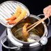 Deep Fryer With Thermometer and Lid 304 Stainless Steel Kitchen Tempura Fryer Pan Fryer Without Oil Frying Pan Fryer_voghion.com