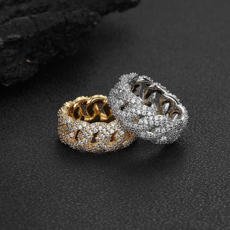 Bague pour homme style hip-hop, style cubain, 10 mm, style tendance, entièrement en zircon_voghion.com