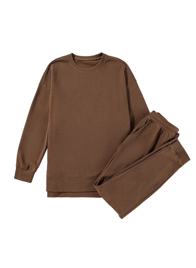 Shiying Winter New Solid Color Versatile Casual Fashion Sleeve Hoodie Long Pants Women's Two Piece Set_voghion.com