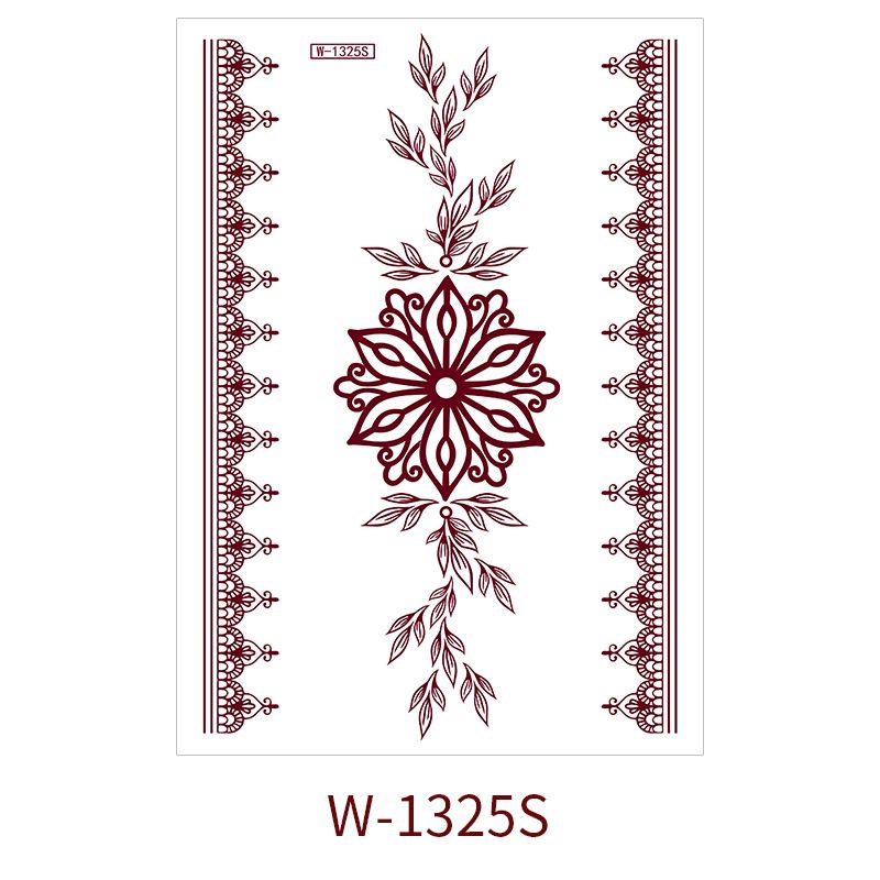 Braune Spitzen Henna Tattoo Sticker - Waasserdicht temporär Kierperkonscht fir Fraen, hält 1-2 Wochen_voghion.com