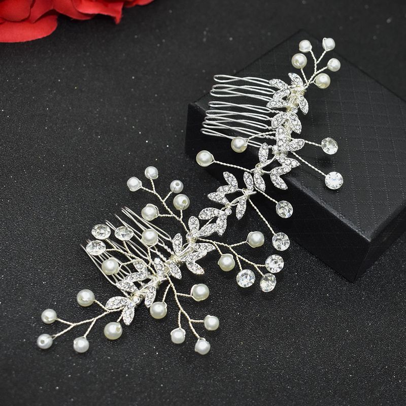 Braut Kappschmuck Duebel Hoerkamm Strass Perl Dekoratioun Hoer Accessoiren Säitendekoratioun Kamm Asetzen_voghion.com