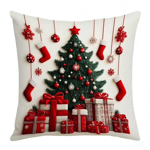 Christmas New Linen Plush Cartoon Snowman Print Pillowcase Decoration Sofa Cushion Pillowcase_voghion.com