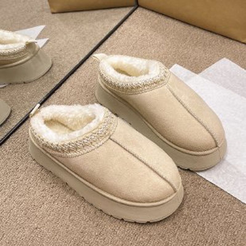 Kinderbekleidung Sangpo Neue handgefertigte Schuhe mit dickem Fell und dicker Sohle Schneestiefel Damen-Baotou-Hausschuhe im Ethno-Stil in großen Größen Baumwollstiefel_voghion.com
