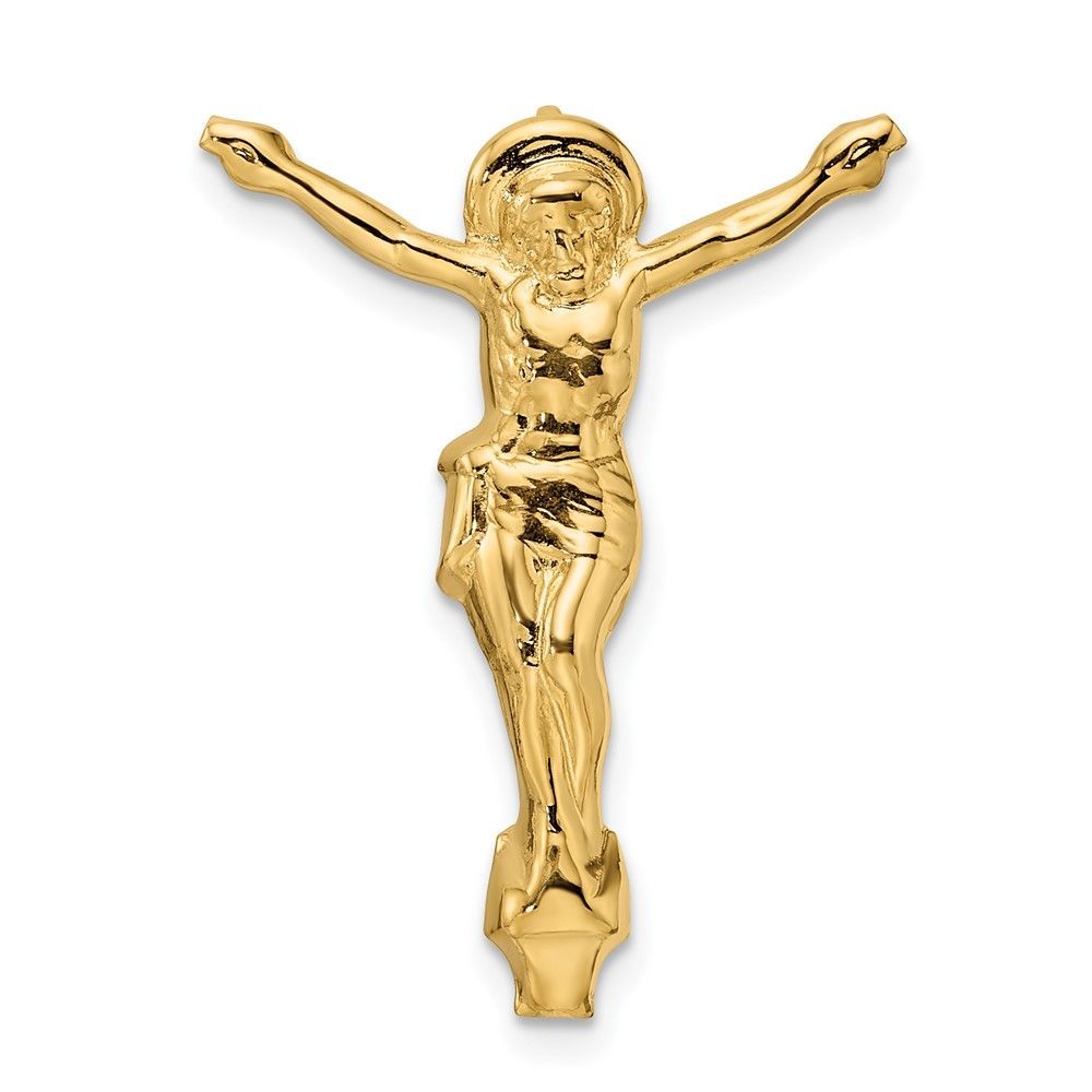 14k Polished Solid Risen Christ Chain Slide_voghion.com