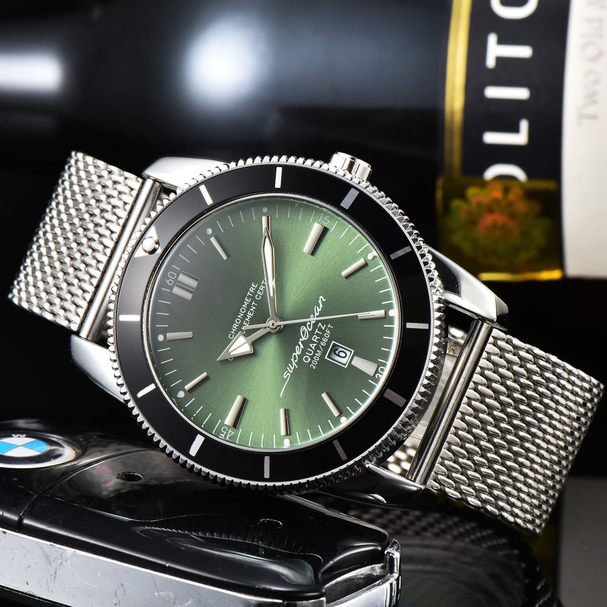 2023 Men's Three Needle Quartz Watch Alloy Steel Case With Calendar Function Goods_voghion.com
