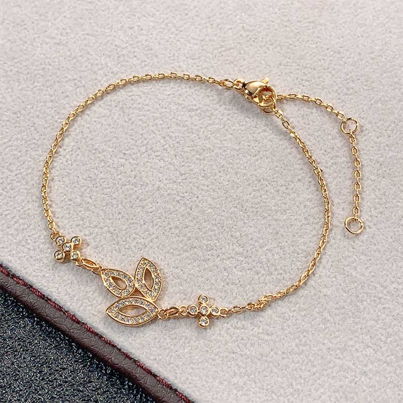 Bracelet de styliste en forme de bourgeon de lys, plein de diamants, en or léger, Niche de luxe, bijoux simples pour femmes_voghion.com