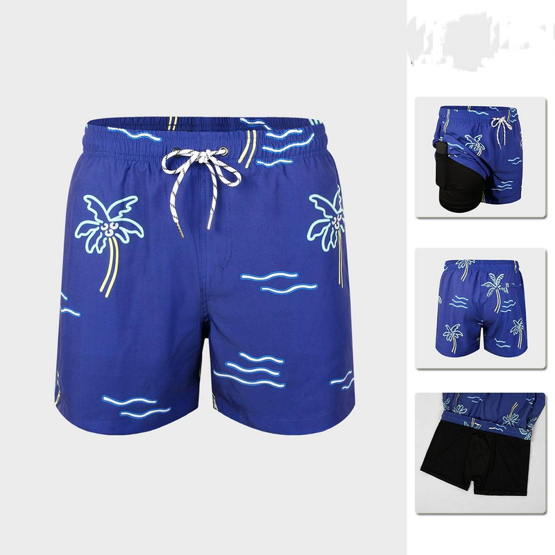 Men's Double Layer Swimming Trunks Loose Beach Pants For Hot Springs Men's Clothing_voghion.com