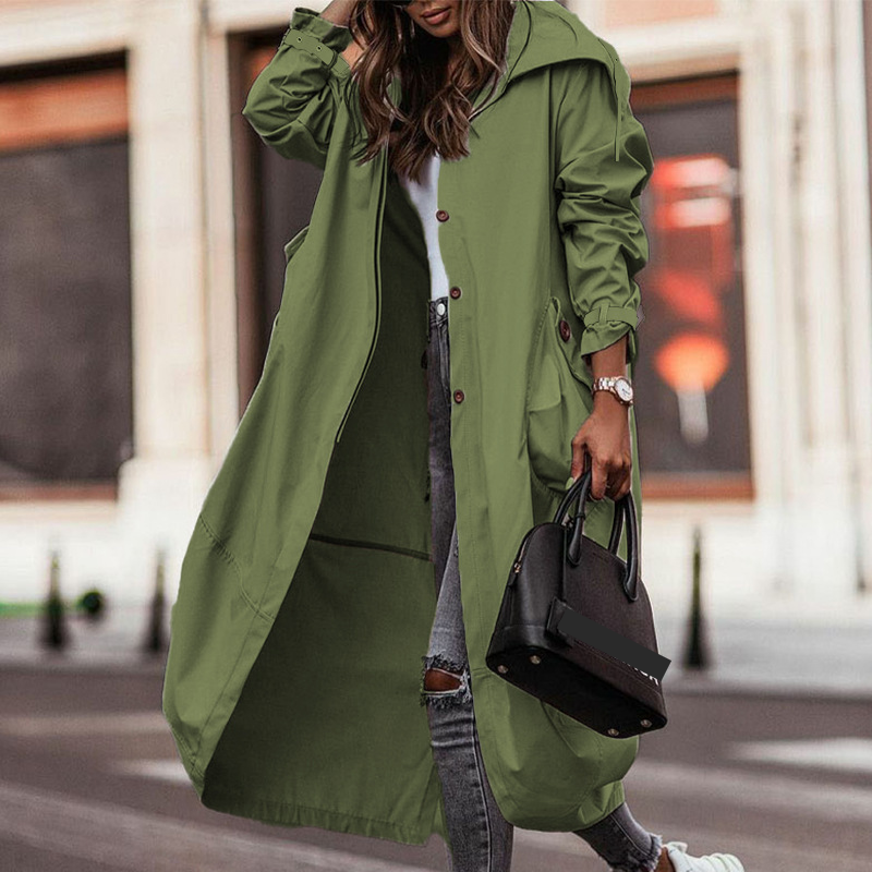 Damenbekleidung Herbst und Winter neues Temperament Nischenpersönlichkeit lässig große Revers mittellange Windjacke_voghion.com