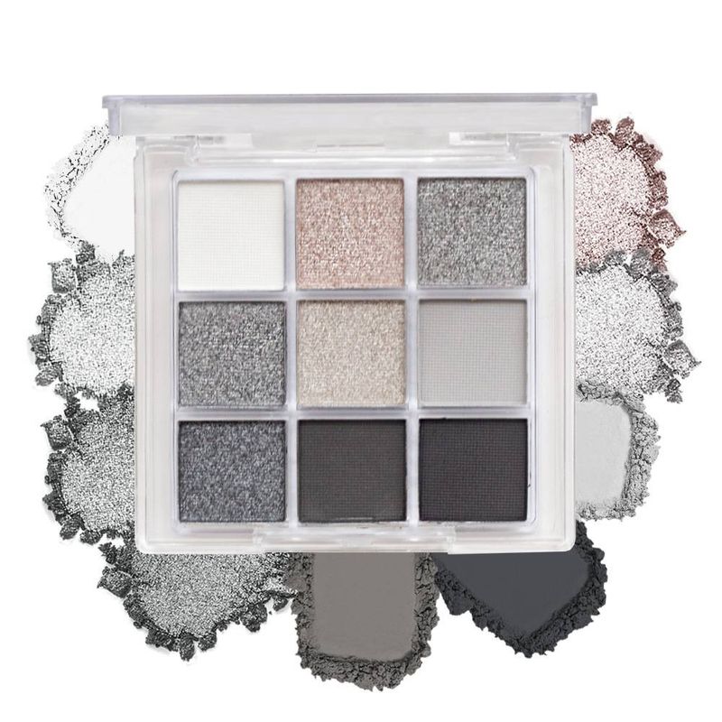 Schwarze neunfarbige Lidschatten-Palette Dark Punk Smoky Lidschatten-Palette Schwarzgrau Bühnen-Makeup_voghion.com