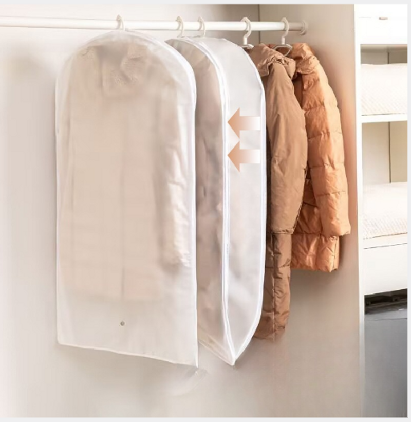 Family Organizer Satin Down Jacket Compression Dust Cover Wardrobe Clothes Dust Bag Hanging Household Transparent Clothing Hanging Cover Bag_voghion.com