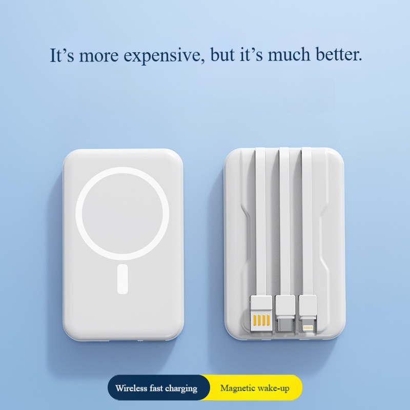 Magnetische kabellose Powerbank mit integriertem Kabel – superschnelles Laden und tragbar, individuelles Logo-Geschenk​​_voghion.com