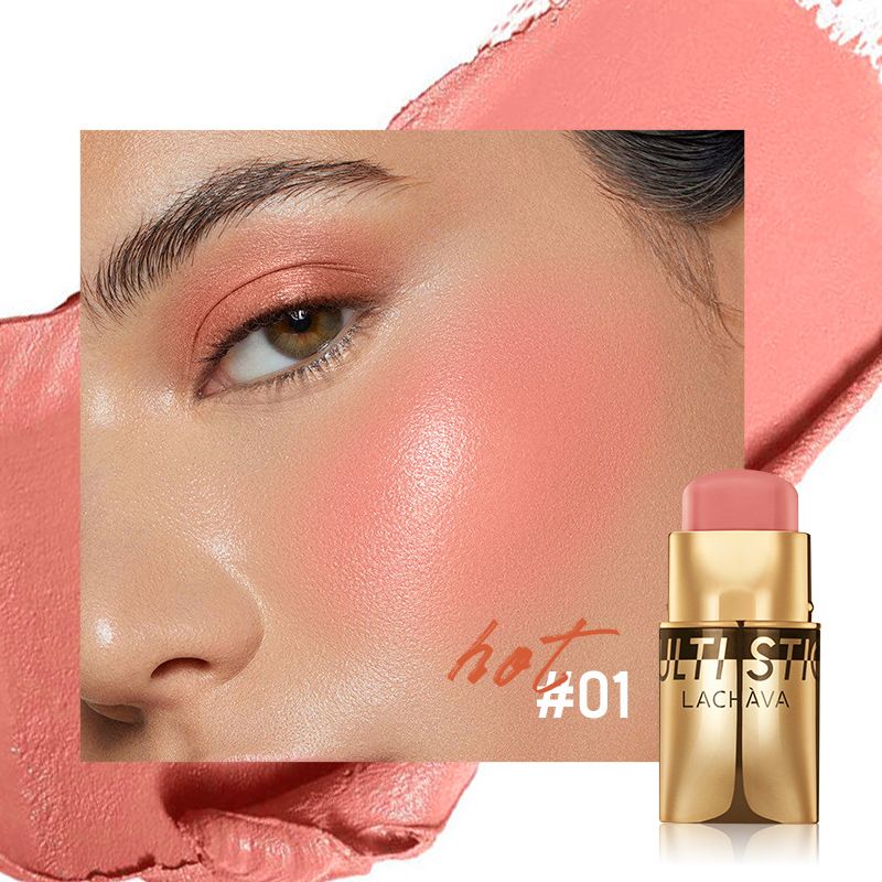 LACHAVA Pearl Eye Shadow Powder Blusher Stick Matte Rouge Lip And Cheek Dual-use Powder Blusher Lipstick_voghion.com