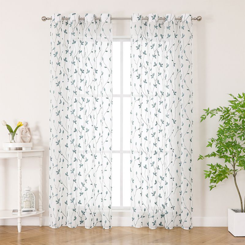 Tende trasparenti floreali - Semi-trasparenti e filtranti (stile boho ricamato per soggiorno e camera da letto, tende per finestre pronte da appendere)_voghion.com