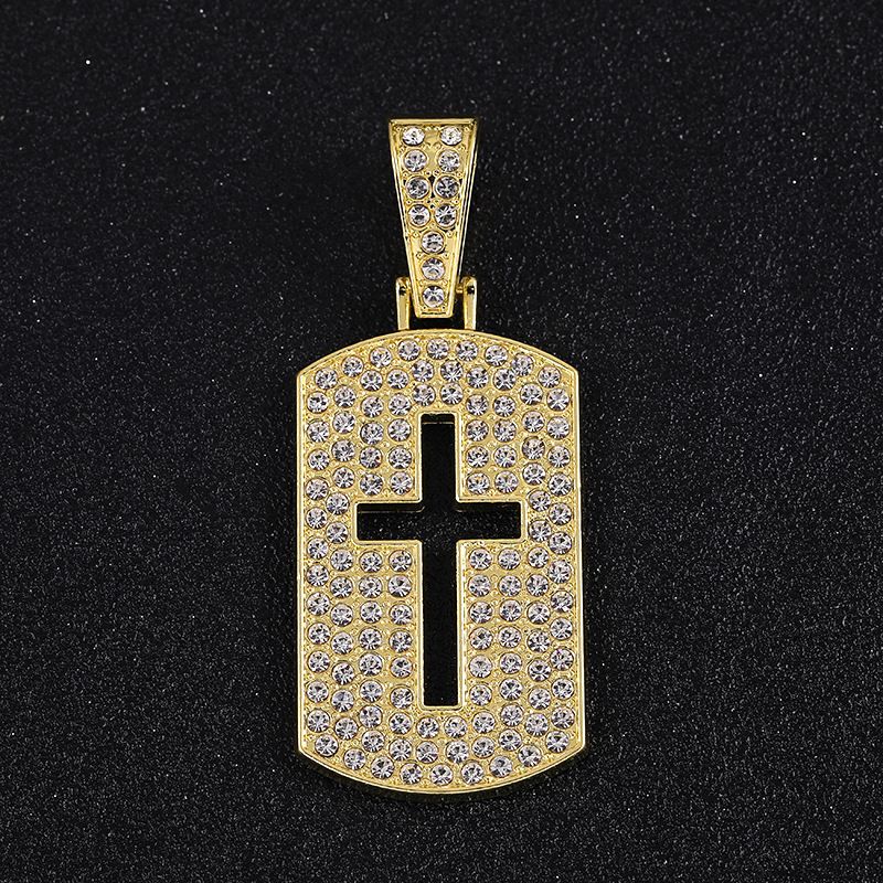 Cross Square Hip-Hop Rhinestone Accessory Alloy Pendant High-Quality Electroplated Fashion Personality_voghion.com