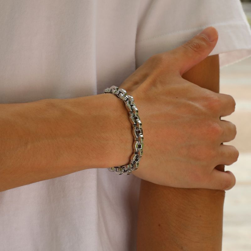 Bracciale versatile Hip Hop da uomo, in acciaio inossidabile, con catena cubana in titanio, fatto a mano, stile minimalista._voghion.com