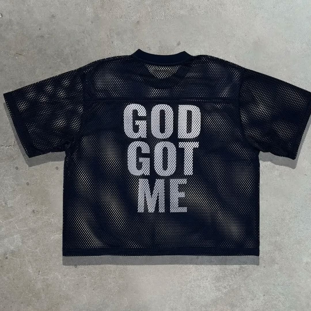 Pánské oblečení gotické Y2K letní duté síťované rugby uniforma dopisní tisk Muži a ženy Ležérní tričko s krátkým rukávem_voghion.com