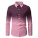 Nuova camicia casual da uomo a maniche lunghe con stampa sfumata 3D e design a risvolto_voghion.com