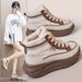 New Auumn Winer Coon Thick Sole Women's Shoes Warm High Top Color Block Fleece Heigh Increasing Simple_voghion.com