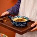 Bohemian Style Ceramic Handle Bowl - Versatile Serving Dish For Salad, Noodles & Baking (Oven Safe, Heat-Resistant Handles, Unique Design)_voghion.com
