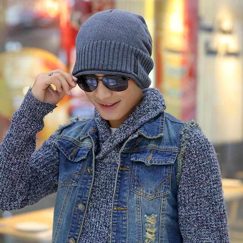 New Velvet With Curled Edge Small Leather Label Printed Knitted Autumn Winter Pullover For Men And Women's Ski Hat_voghion.com