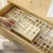 Velvet Jewelry Tray Storage Drawer Small Stackable Beige Boxes And Packaging Suitable For Ring Earrings Simple Practical_voghion.com