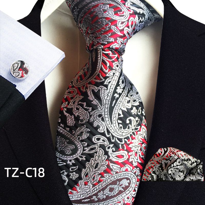 Apparel Accessories Paisley Waist Flower Men's Tie Pocket Square Cuff Three Piece Suit_voghion.com