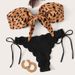 Maillot de bain deux pièces imprimé léopard pour femme, avec lien en dentelle, bikini sexy, nouveauté 2025_voghion.com