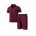 2025 Summer Men's Casual Turn-down Collar Button Color Block Shirt Short Sleeve Shorts Set For Men_voghion.com