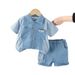 2024 Neues kurzärmliges Sommer-Zweiteilerset für Jungen für Kinder, modische und atmungsaktive dünne Jeansshorts_voghion.com