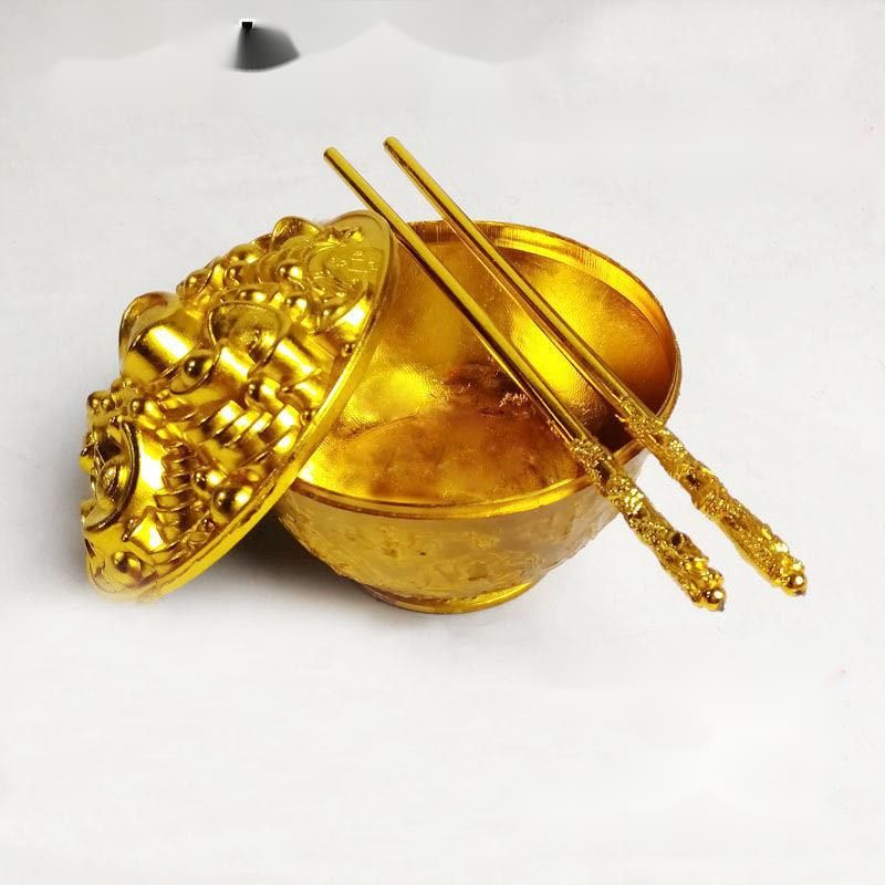 Sacrificial Supplies Plastic Gold Bowl And Chopsticks Tree Qingming Tomb-Sweeping Yuanbao Ghost Money Yellow Burning_voghion.com