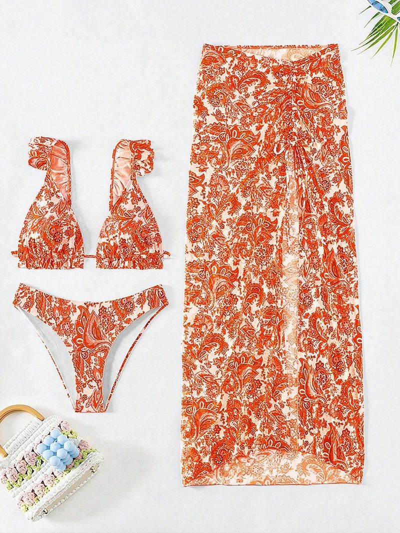 Women’s Clothing New Three Piece Swimsuit Trendy Printed Sexy Bikini Swimsuit_voghion.com