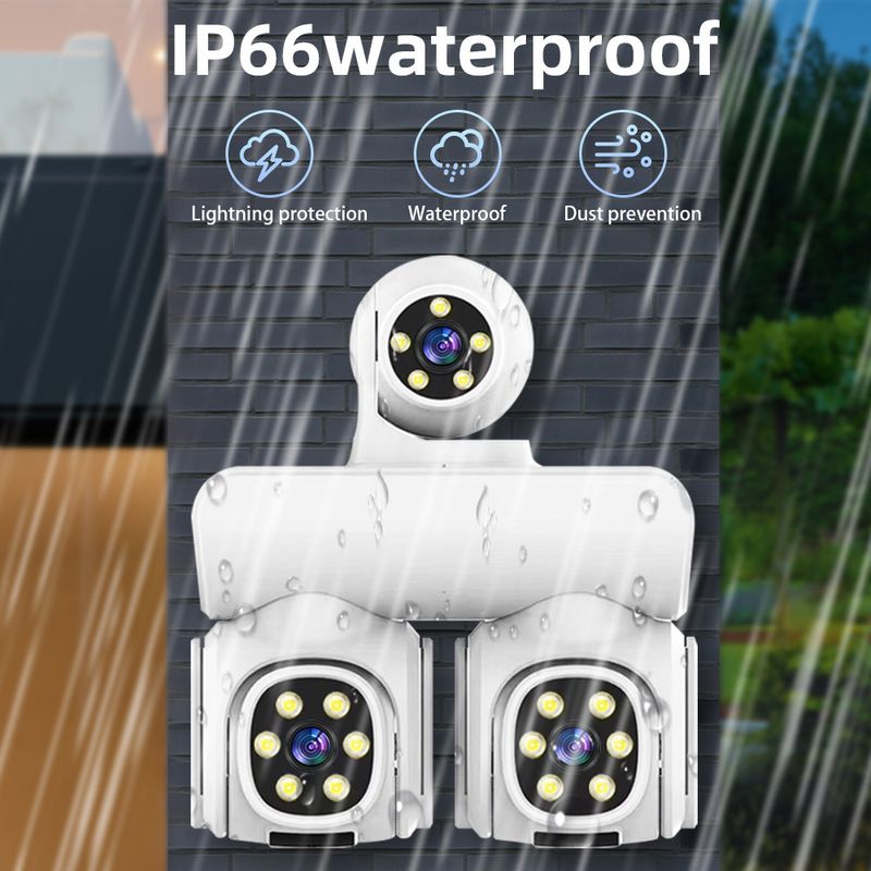 Triple PTZ 4G Security Camera - Multi-Lens 360° Coverage No WiFi Needed IP66 Waterproof Remote Viewing Via Mobile App Night Vision_voghion.com
