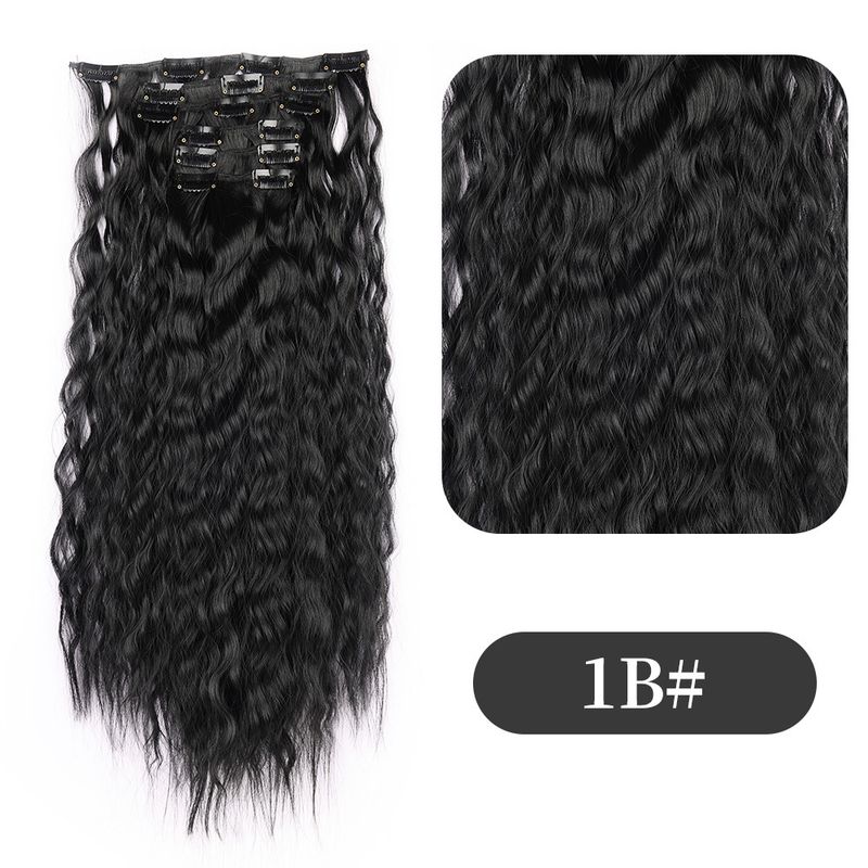 wool curl clip hair wig corn perm 6 piece set chemical fiber wig piece female water ripple hair extension piece_voghion.com