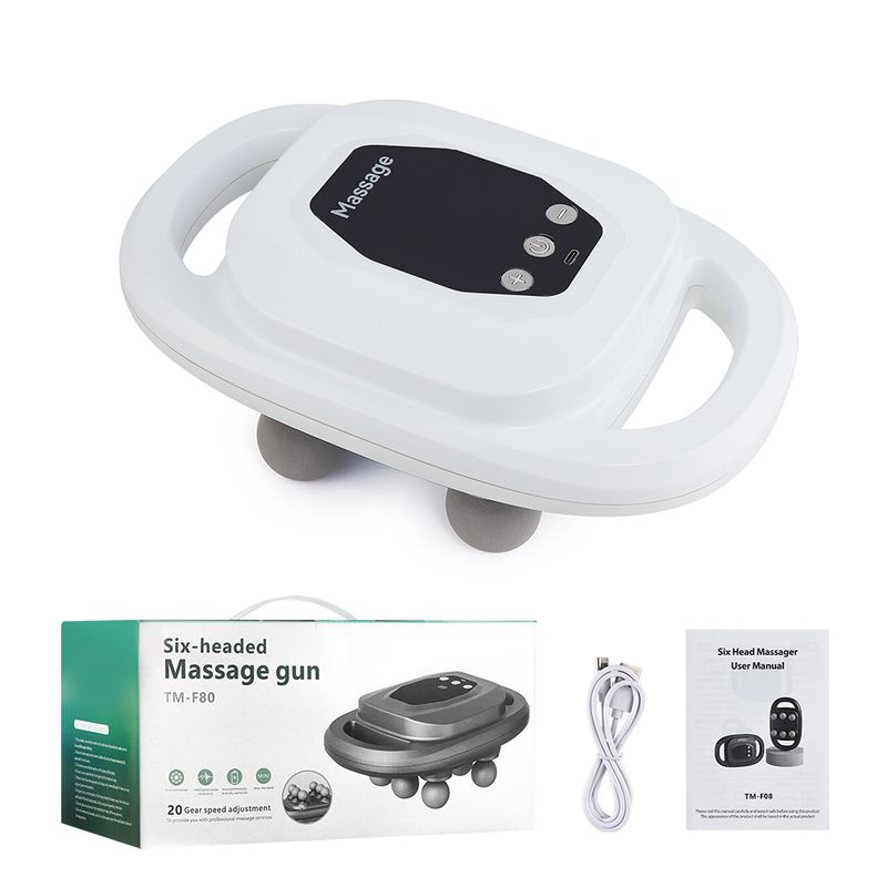 Masajeador de cintura y espalda inalámbrico de 14 mm con vibración profunda de alta frecuencia de seis cabezales, para relajación corporal, hombros y pantorrillas._voghion.com