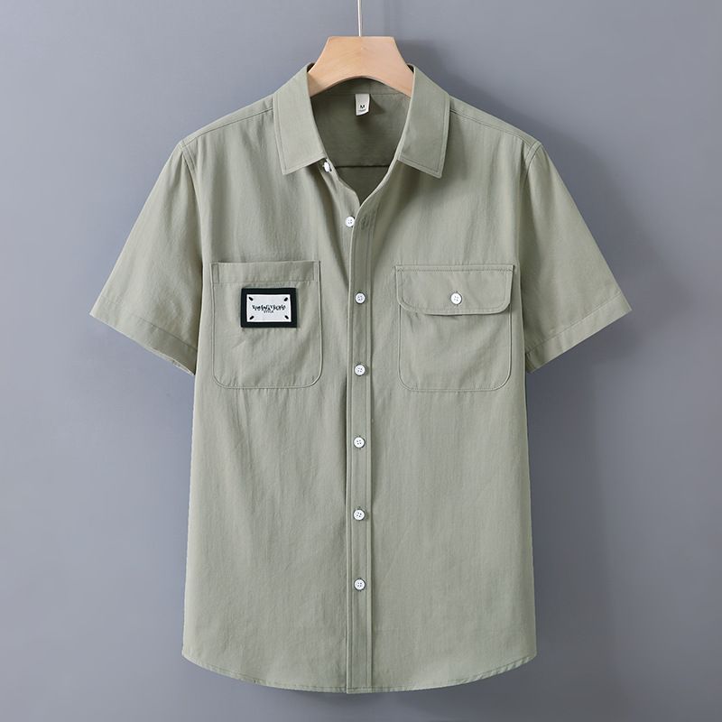 Summer Pure Cotton Short Sleeved Shirt Artistic Small Fresh Pocket Top Loose Casual Shirt_voghion.com