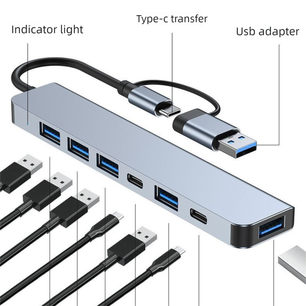 Typ-C/USB 8-in-1 Dual-Head Docking Station Laptop Multi-Funktion Multi-Kartenleser Hub HDMI_voghion.com