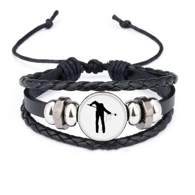 physical Education Sports Billiards Bracelet Braided Leather Woven Wristband_voghion.com